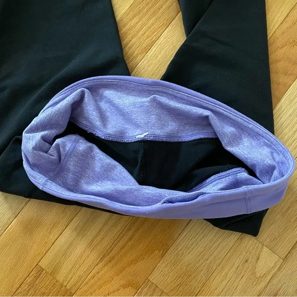 Size 6 Lululemon Gather & Crow Crop Pants. Black & Purple. Split Calf Yoga pant - Picture 4 of 6